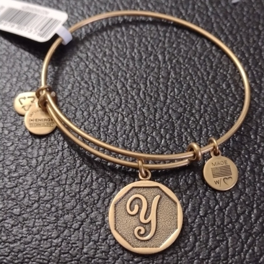 Alex and Ani Gold Charm Bangle Bracelet Initial I Letter I New Old Stock 2013